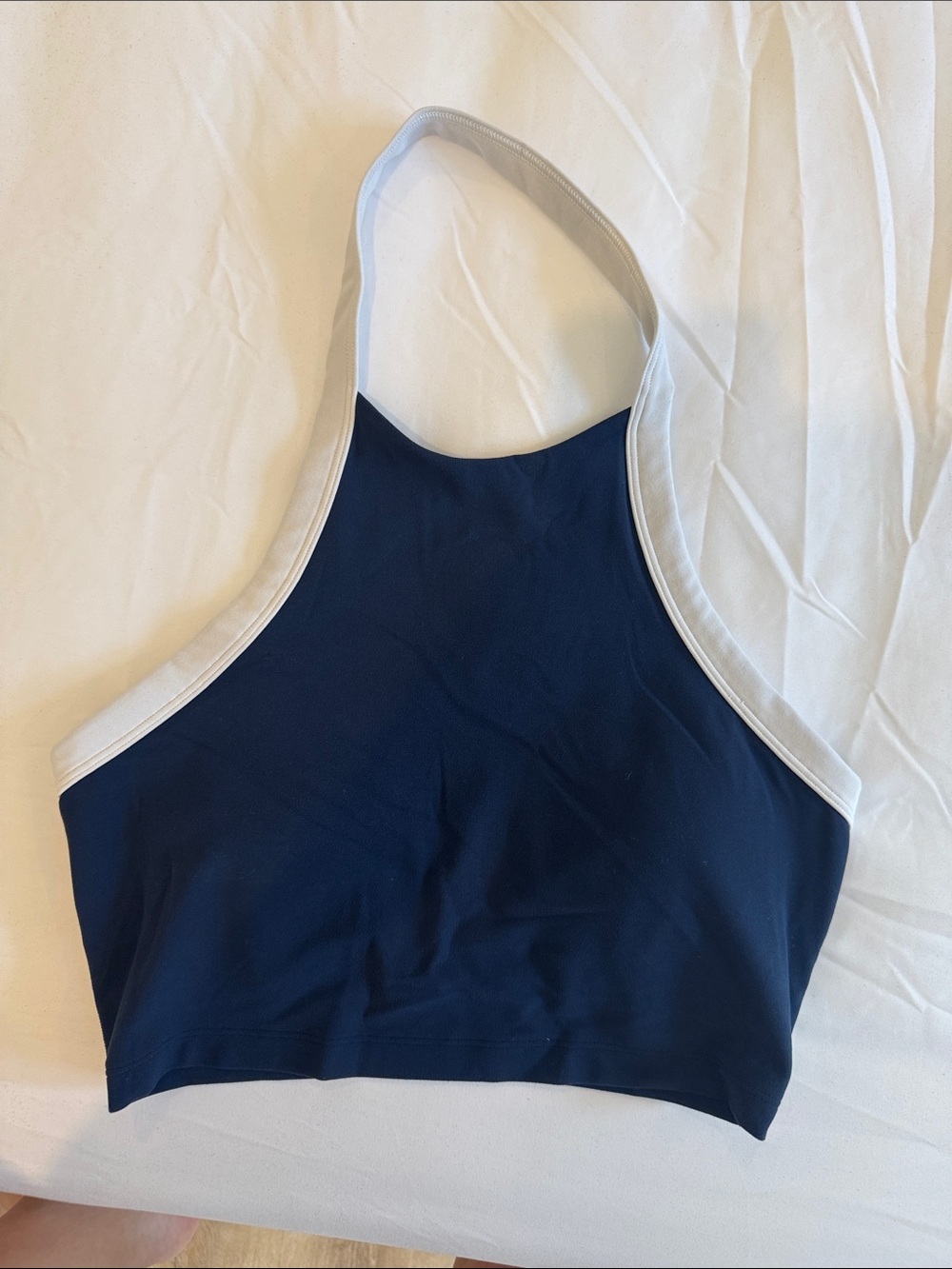 lululemon athletica Navy High Neck Bralette with White Trim